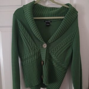 Madison Studio Kelly Green Shawl Collar Cable Cardigan